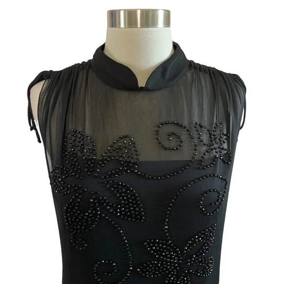 CDC Vintage Size 14 Black Beaded Formal Party Dress - Picture 5 of 9